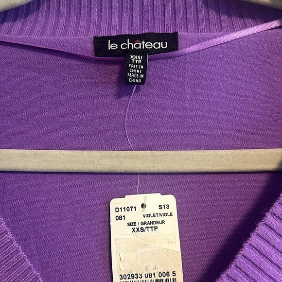 009-BNWT Le Chateau ribbed V-neck knit sweater with 3/4 length sleeves. xxs - Picture 5 of 6